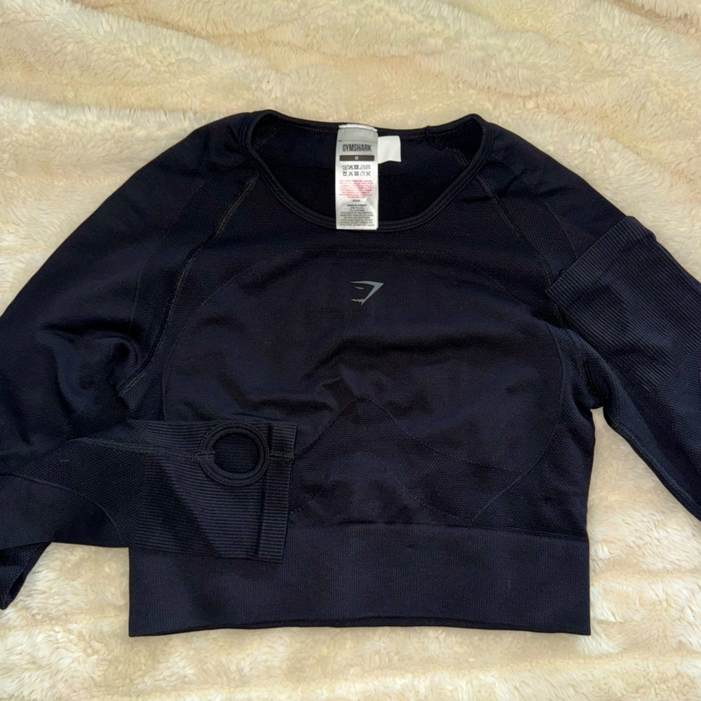 Gymshark Flex Sports Long Sleeve Crop Top - Black